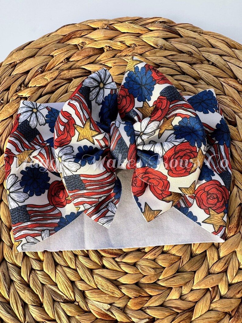 4th of July Headwrap, Memorial day bows, Forth of July bow, patriotic bows, mama headwraps, bomb pop bow, messy bow, headwrap, headband, bow bild 10
