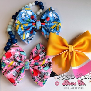 Back to school bows, first day of school bow, back to school bow, pencil bow, school bow, school pencil bow, messy bow, headwraps, bows