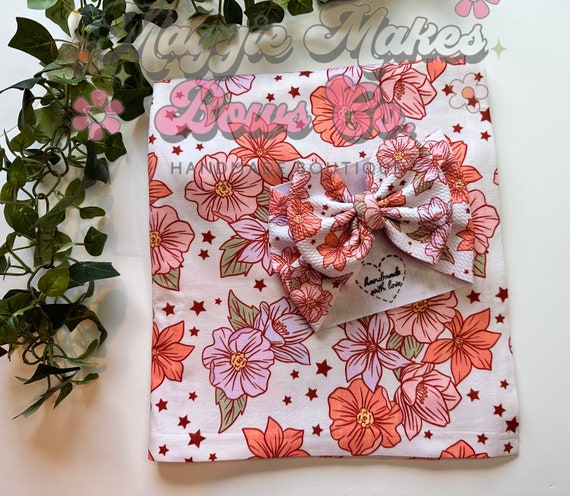 Newborn baby swaddle set with bow or headwrap, newborn swaddle, newborn swaddle set, floral swaddle set, custom swaddle set, newborn gift