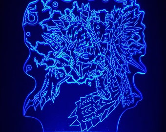 Zinogre Acrílico de luz LED que cambia de 16 colores; Cable USB, control remoto, base LED crujiente y caja de regalo