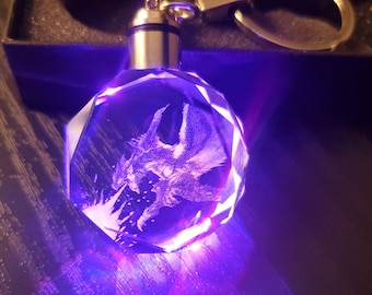 Rathalos Color Changing LED Premium Crystal Laser Engraved 2D Picture Keychain with Souvenir Gift Box & Battery
