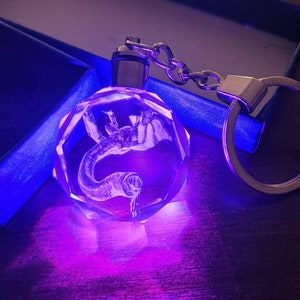 Khezu Color Changing LED Premium Crystal Laser Engraved 2D Picture Keychain with Souvenir Gift Box & Battery