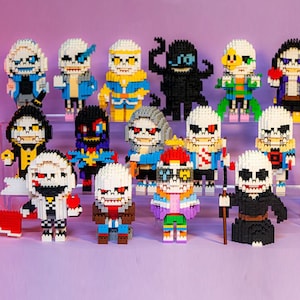 Undertale AU Sans 6.7" Building Block Figure Statue Action Anime Model Toy Game Collector Mini Skeleton Collectible Set Charm Legos Gift