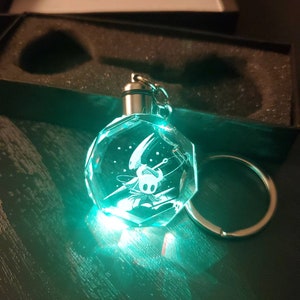 Hohlritter und Hornisse Farbwechsel LED Premium Kristall Laser Gravur 2D Bild Schlüsselbund mit Souvenir Geschenkbox Batterie