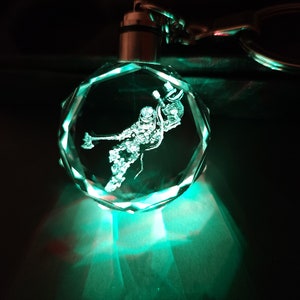 Bionicle Toa lewa Color Changing LED Premium Crystal Laser Engraved 2D Picture Keychain with Souvenir Gift Box and Battery