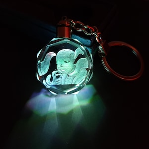 AU Nightmare LED couleur changeante porte-clés image 2D gravée au laser en cristal de qualité supérieure avec boîte-cadeau souvenir et batterie Deltarune