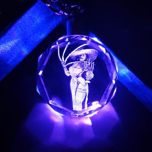 Resident Evil Lady Dimitrescu Color Changing LED Premium Crystal Laser Engraved 2D Picture Keychain with Souvenir Gift Box & Battery