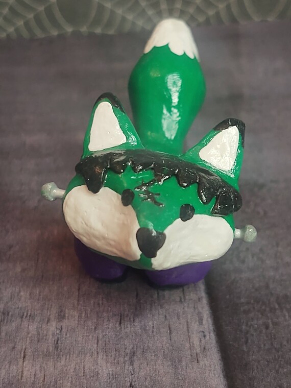 Frankenfox Halloween Decor Clay Animal Figurine Etsy