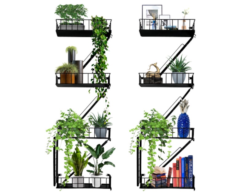 Fire Escape Shelf Floating Decorative Shelving Wall Shelves Unique Action Figures Display Case for Living Room Bedroom