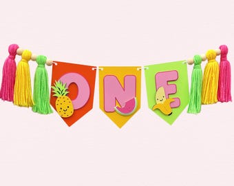 Fruit Highchair Banner | TWOtti Fruitti Birthday Party Decorations | Sweet One Party Decor