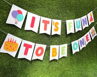 It's Fun to Be One Banner | Classic Bright Birthday Party Decorations
