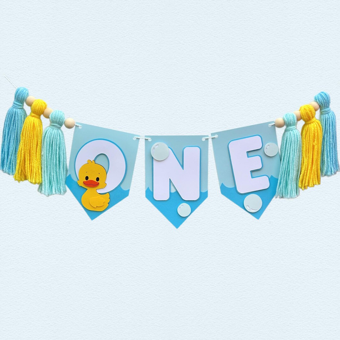 Blue Duck Highchair Banner | Rubber Duck Birthday Party Decorations - Etsy