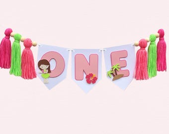 L'uau Highchair Banner | Hawaii Birthday Party Decorations | Tropical Party Decor