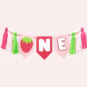 Strawberry Highchair Banner | Berry First Birthday Party Decorations | TWOtti Frutti Party Supplies | Sweet One Party Decor| Two Sweet Party
