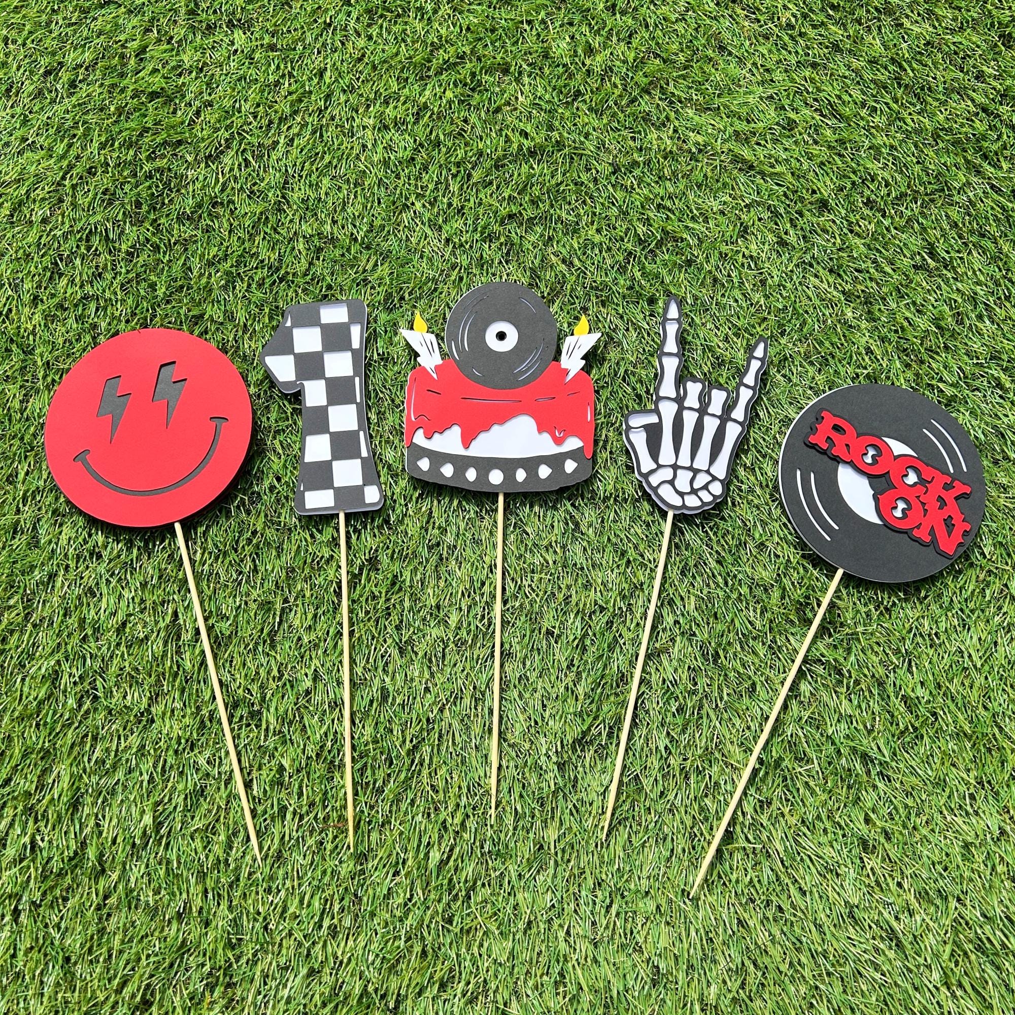 One Rocks Part Decor Rock & Roll Centrepiece Sticks | One Rocks Birthday Party Decorations ...