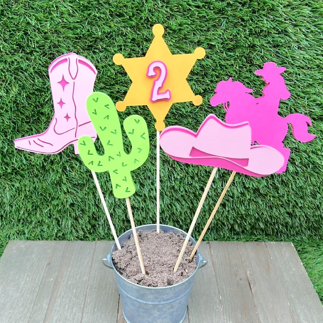 Pink Rodeo Party Cowgirl Centrepiece Sticks | Pink Rodeo Birthday Party Decorations ...