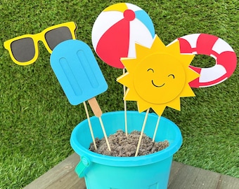 Pool Party Centrepiece Sticks | Primary Pool Party Decor | One in the Sun Birthday Party Supplies | Summer Party Decor | Two the Pool