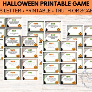 Juego de Halloween imprimible Verdad o Susto, Juego de fiesta temática de Halloween para niños y adultos Descarga instantánea