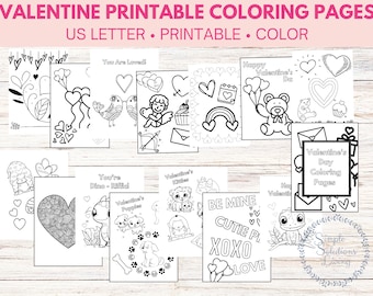 Valentine Coloring Pages | Color Sheets | Instant Download | Valentine Activity | Coloring Pages | Valentines Day Printable