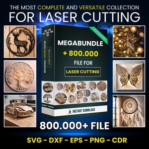 800k Laser Cut Files, Mega File Bundle 3D & 2D, Gravurmuster, Fiber, CO2, CNC, Wasserstrahl, Holz, Metall schneiden Paket, svg Dxf Eps Png Cdr