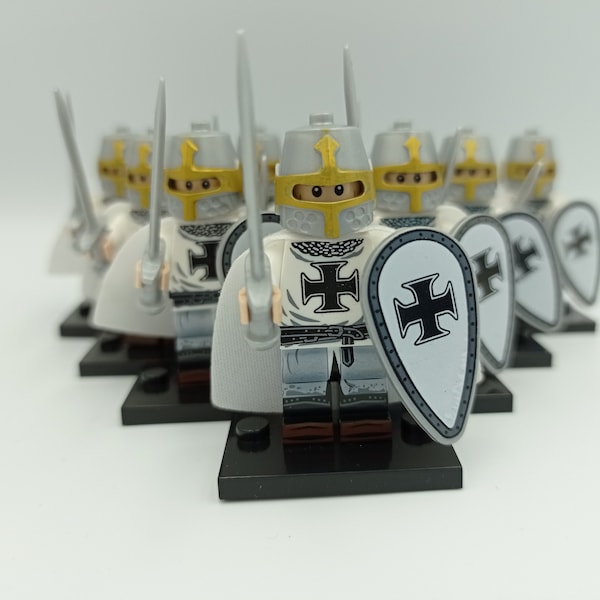 10 x Custom Ritter Minifiguren, kompatibel mit dem Marktführer, Deutschritter insg. 10 Stück