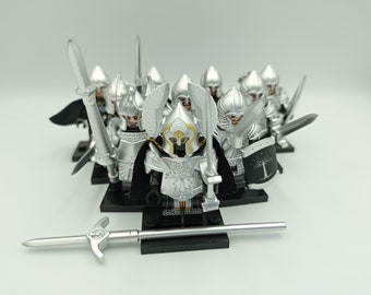 10 x Custom Herr der Ringe Minifiguren, kompatibel mit dem Marktführer, Krieger Gondors insg. 10 Stück