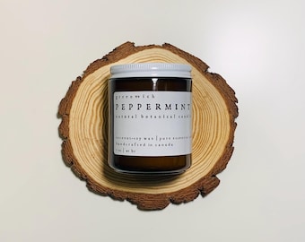 Peppermint Essential Oil Candle | Coconut Soy Wax, Cotton Wick