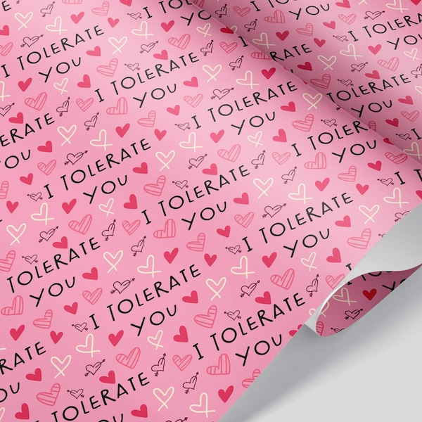 I Tolerate You Funny Anniversary Wrapping Paper Environmentally Friendly Gift Wrap with FREE SHIPPING