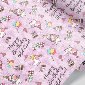 Happy Birthday Old Cow Funny Rude Environmentally Friendly Wrapping Paper with FREE SHIPPING