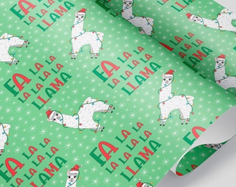 Fa La La La Llama Funny Christmas Wrapping Paper Environmentally Friendly Gift Wrap with FREE SHIPPING