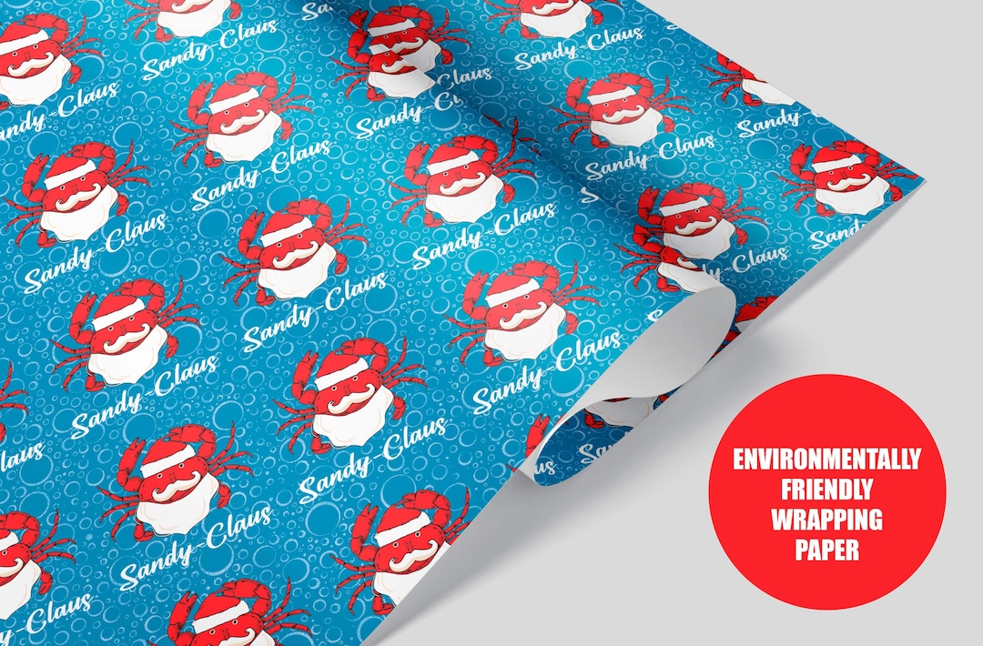 Sandy Claus Funny Christmas Wrapping Paper Environmentally Friendly Wrapping Paper With FREE