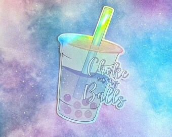 Kawaii Boba Tea/Holographic Vinyl Sticker