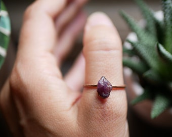 Raw Ruby Ring | Copper Electroformed Jewelry | Size 9.75