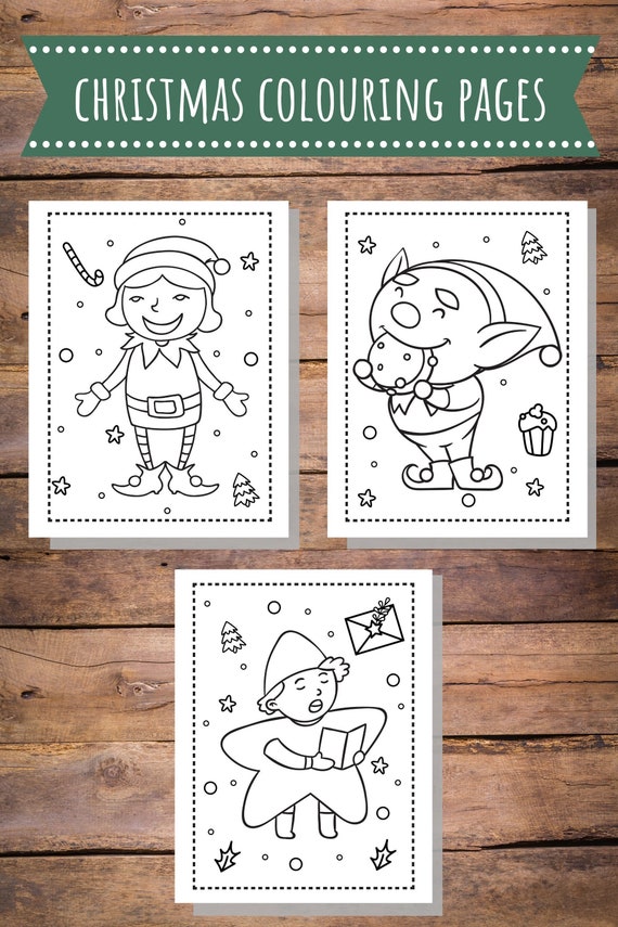 Christmas Character Printables Set of 5 Colouring Pages