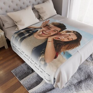 Custom picture Blanket from photo Personalized Portrait Blanket Birthday Gift from Him Her Anniversary Gift for couples image 2