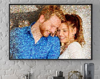 Personalized Mosaic Portrait using 100-1000 photos  Unique Wall art Collage  Keepsake Art Gift For Him, Her, Digital File
