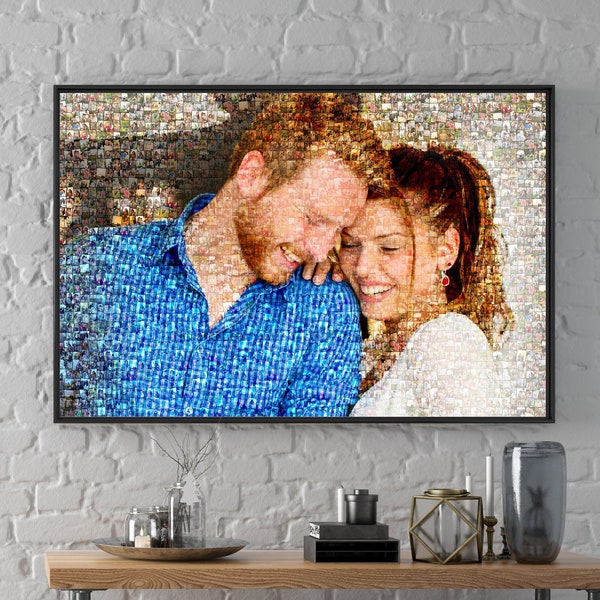 Personalisiertes Mosaik-Porträt mit 100-1000 Fotos Einzigartige Wandkunst Collage-Andenken Kunst-Geschenk für Sie, Ihn, digitale Datei