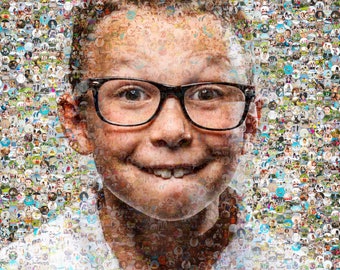 Unique Mosaic Collage using your photos (200-1000) Gift for Dad Custom Photo Mosaic Portrait  on Canvas Keepsake Art Gift