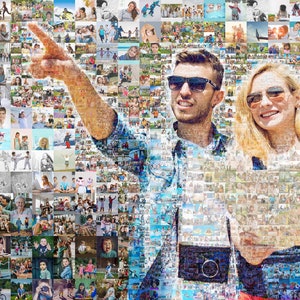 Custom  Mosaic Portrait From your Photos, Valentines Day Gift For Him, Couples Portrait, Personalized Gifts For Her, Canvas Unique Wall art