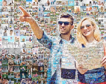 Custom  Mosaic Portrait From your Photos, Valentines Day Gift For Him, Couples Portrait, Personalized Gifts For Her, Canvas Unique Wall art
