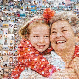 Custom Mosaic Photo Collage using your photos, Custom Portrait Gif for Dad, Mom, Grandma  Family photo Gift, Wall Art Decor  Digital File