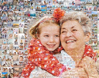 Custom Mosaic Photo Collage using your photos, Custom Portrait Gif for Dad, Mom, Grandma  Family photo Gift, Wall Art Decor  Digital File