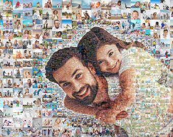 Custom Photo Mosaic Portrait using 150-1000 of your photos Dad gift Photo Gift For Him, Her Personalized Wall Decor Art Collage Digital File