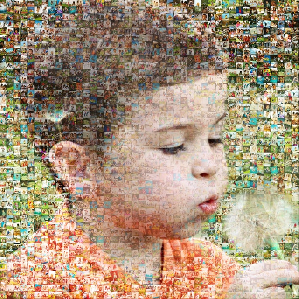 Collage photo mosaïque personnalisé à l'aide de 250-1000 photos, gif portrait personnalisé pour papa, cadeau photo de famille, fichier numérique collage art déco murale