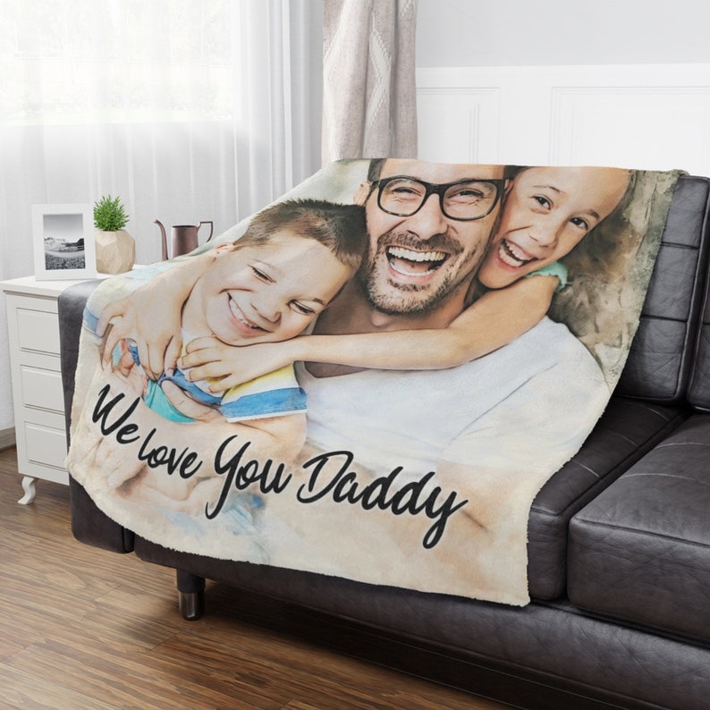 Custom picture Blanket from photo Personalized Portrait Blanket Birthday Gift from Him Her Anniversary Gift for couples image 3