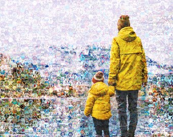 Custom Mosaic Photo Collage using 250-1000 photos, Custom Portrait Gif for Dad, Family photo Gift, Wall Art Decor Collage Digital File