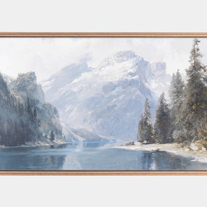 Samsung Frame TV Art: Vintage Mountain Landscape Painting (Digital Download)