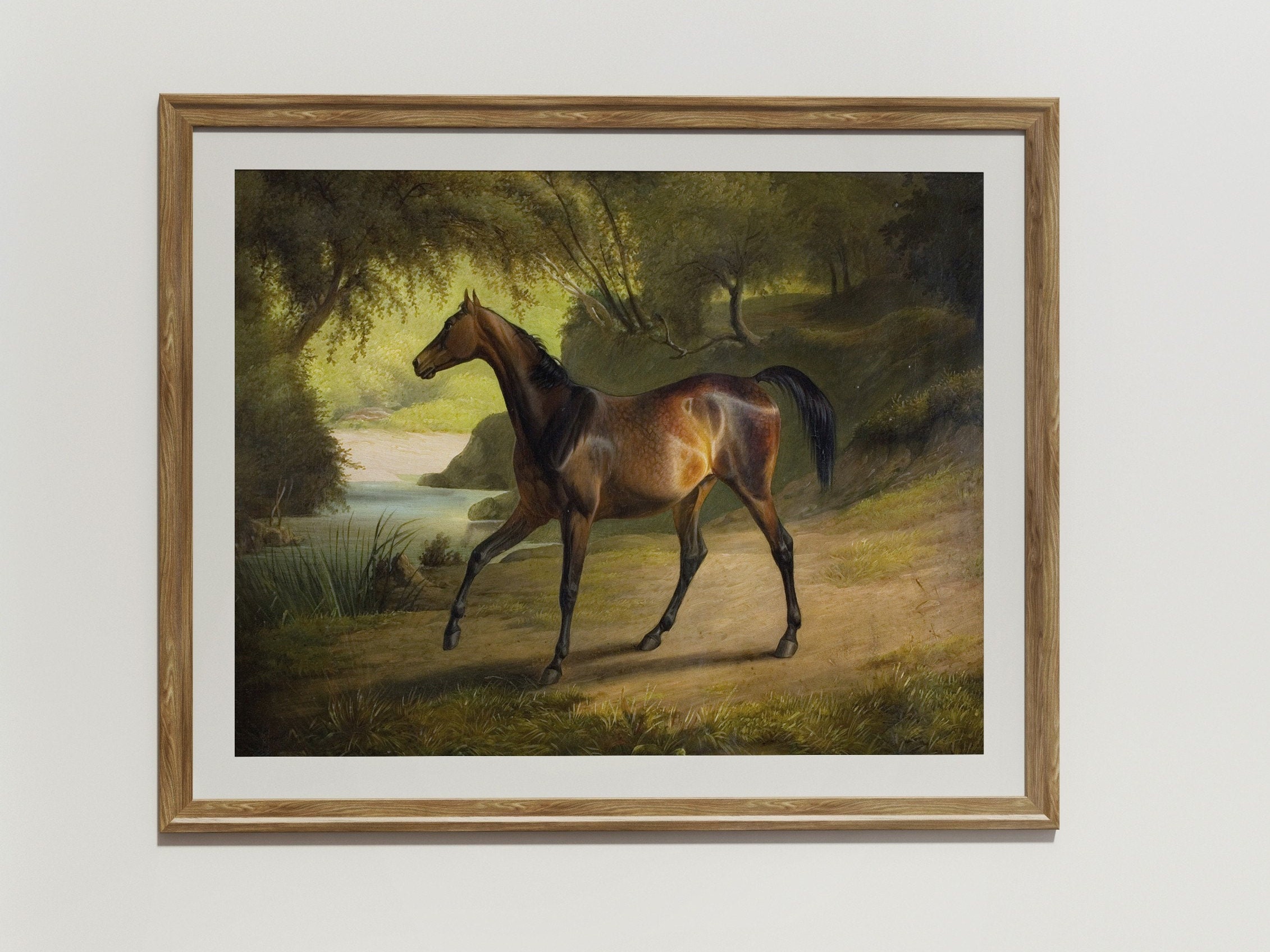 ヴィンテージの馬の絵画：フランスの田舎の農家のアート（デジタル