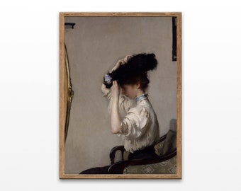 Vrouw kunstwerken, portret vrouwelijke schilderijen, woonkamer prints, woondecoratie, afdrukbare muurkunst