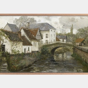 Samsung Frame Tv Art, Paintings of villages, Small Town Paintings, Vintage Artworks, Digital Tv Art, Instant Download